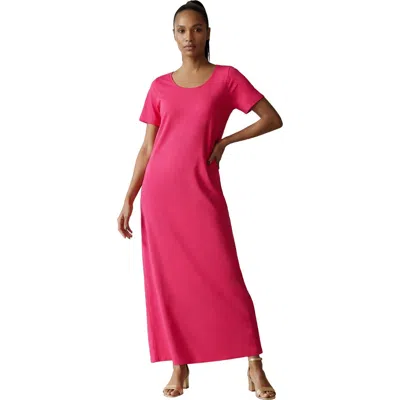 Jessica London Stretch Cotton T-shirt Maxi Dress In Pink