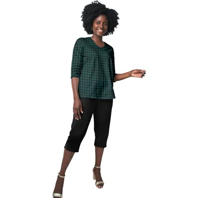 Jessica London Stretch Cotton V-neck Tee In Black