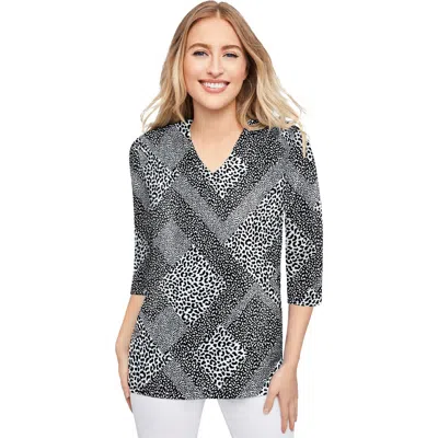 Jessica London Stretch Cotton V-neck Tee In Gray