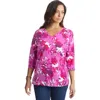 Jessica London Stretch Cotton V-neck Tee In Purple