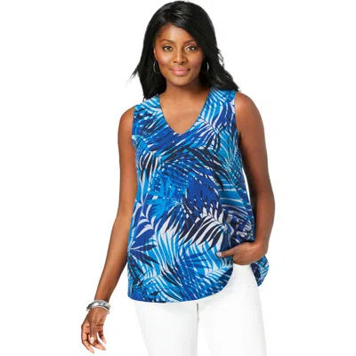 Jessica London Stretch Cotton V-neck Trapeze Tank