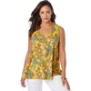 Jessica London Stretch Cotton V-neck Trapeze Tank In Multi