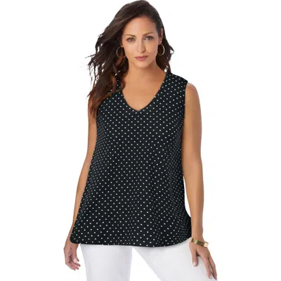 Jessica London Stretch Cotton V-neck Trapeze Tank In Multi