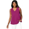 Jessica London Stretch Cotton V-neck Trapeze Tank In Pink