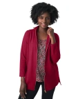 Jessica London Stretch Cotton Zip Front Hi-low Jacket In Red