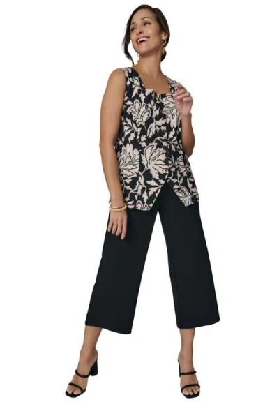 Jessica London Stretch Crepe Square Neck Vest And Crop Pant Set In Black