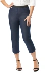 Jessica London Stretch Denim Crop Jeggings In Blue