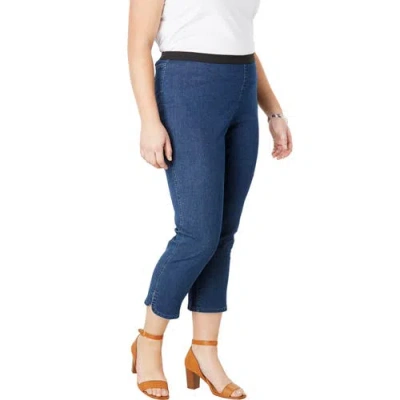 Jessica London Stretch Denim Crop Jeggings In Blue