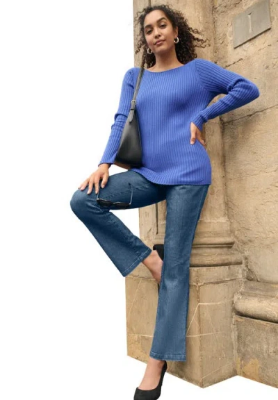 Jessica London Stretch Denim Flared Leg Jegging In Blue