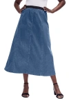 Jessica London Stretch Denim Jegging Skirt In Blue