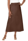 Jessica London Stretch Denim Jegging Skirt In Brown