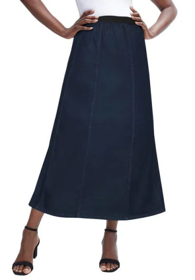Jessica London Stretch Denim Jegging Skirt In Purple