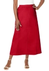 Jessica London Stretch Denim Jegging Skirt In Red