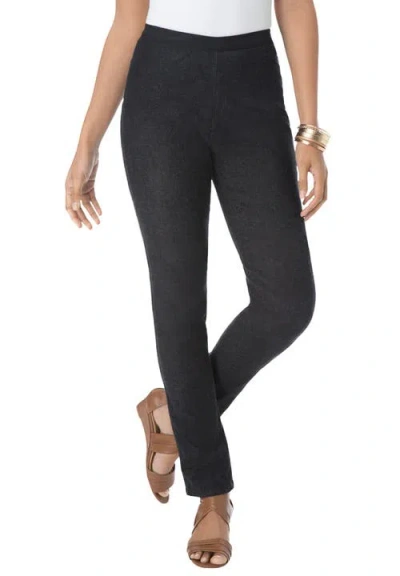 Jessica London Stretch Denim Straight-leg Jegging In Black