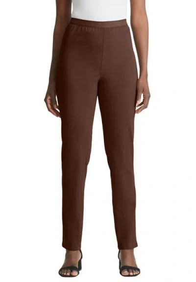 Jessica London Stretch Denim Straight-leg Jegging In Brown