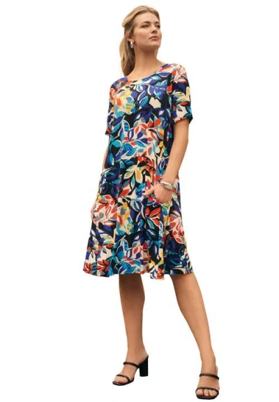 Jessica London Stretch Knit A-line Dress In Multi