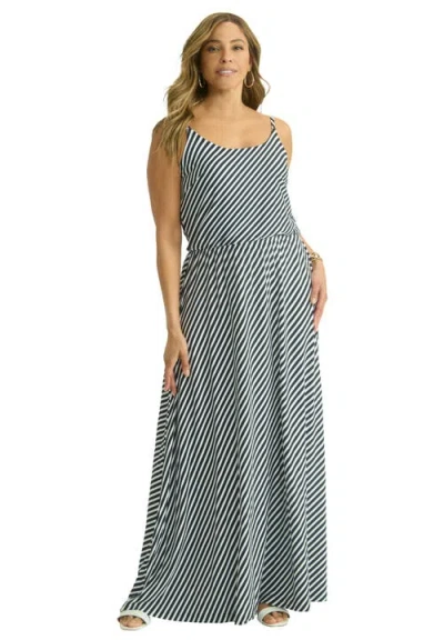Jessica London Stretch Knit Blouson Maxi Dress In Gray