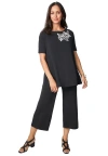 Jessica London Stretch Knit Boatneck Swing Tunic In Black
