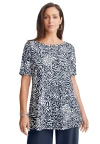 Jessica London Stretch Knit Boatneck Swing Tunic In Blue