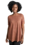 Jessica London Stretch Knit Boatneck Swing Tunic In Brown