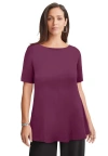 Jessica London Stretch Knit Boatneck Swing Tunic In Burgundy