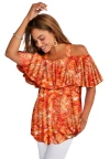 Jessica London Stretch Knit Cold Shoulder Ruffle Tunic In Multi