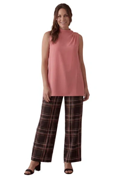 Jessica London Stretch Knit Crepe Draped Tunic In Pink