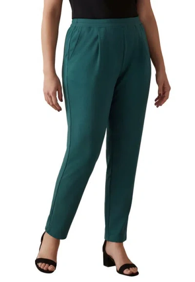 Jessica London Stretch Knit Crepe Straight Leg Pants In Green