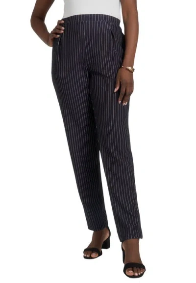 Jessica London Stretch Knit Crepe Straight Leg Pants In Black