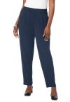 Jessica London Stretch Knit Crepe Straight Leg Pants In Blue