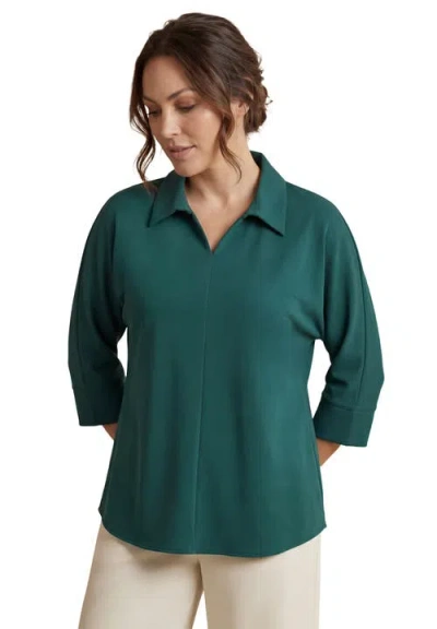 Jessica London Stretch Knit Crepe Trapeze Tunic In Green