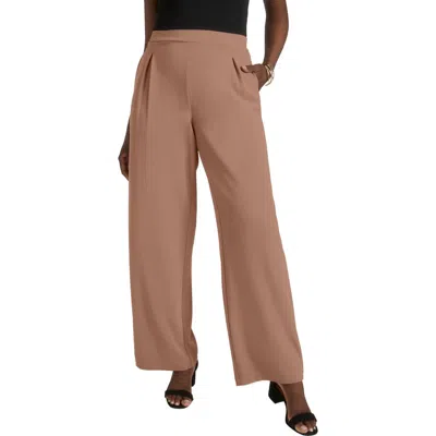 Jessica London Stretch Knit Crepe Wide Leg Pant In Neutral