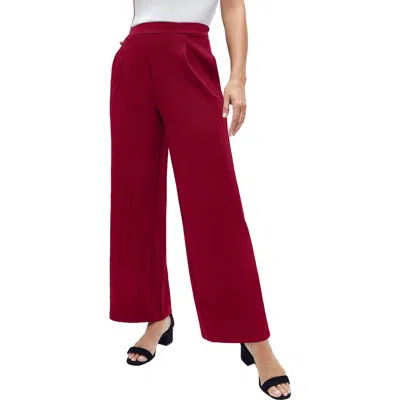 Jessica London Stretch Knit Crepe Wide Leg Pant In Red