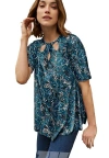 Jessica London Stretch Knit Cutout Swing Tunic In Blue