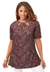 Jessica London Stretch Knit Cutout Swing Tunic In Brown