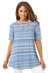 Jessica London Stretch Knit Cutout Swing Tunic In Multi