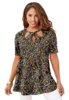 Jessica London Stretch Knit Cutout Swing Tunic In Multi