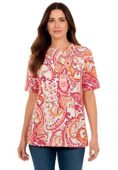 Jessica London Stretch Knit Cutout Swing Tunic In Multi