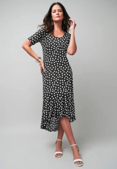 Jessica London Stretch Knit Flounce Hem Maxi Dress In Multi