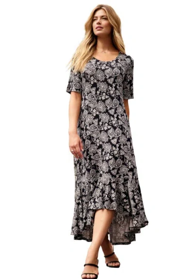 Jessica London Stretch Knit Flounce Hem Maxi Dress In Multi