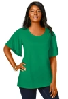 Jessica London Stretch Knit Flutter Sleeve Tunic In Green