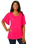 Jessica London Stretch Knit Flutter Sleeve Tunic In Pink