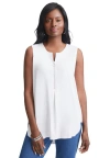Jessica London Stretch Knit Hi-low Zip Tunic In White