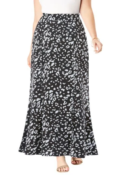 Jessica London Stretch Knit Maxi Skirt In Black