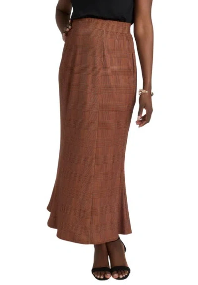 Jessica London Stretch Knit Maxi Skirt In Brown