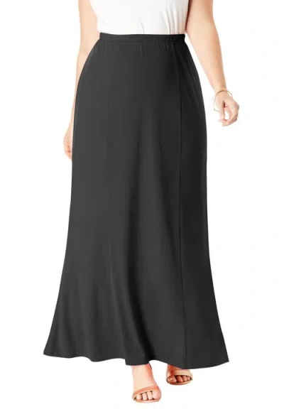 Jessica London Stretch Knit Maxi Skirt In Gray