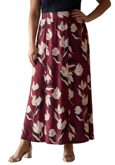 Jessica London Stretch Knit Maxi Skirt In Multi