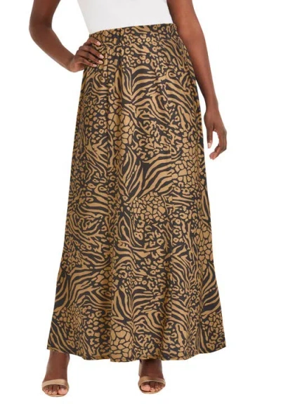 Jessica London Stretch Knit Maxi Skirt In Pattern