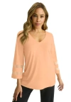 Jessica London Stretch Knit Mesh Inset Sleeve Tunic In Orange