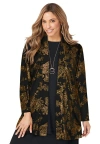 Jessica London Stretch Knit Open Front Knit Topper In Black